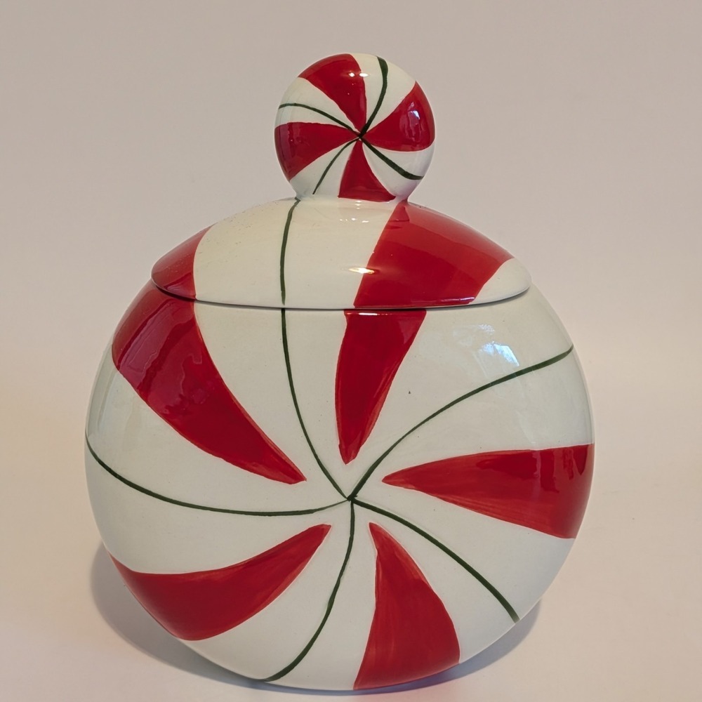 Michaels Ashland Christmas Peppermint Lane Table Top Decor Candy Bowl 7"